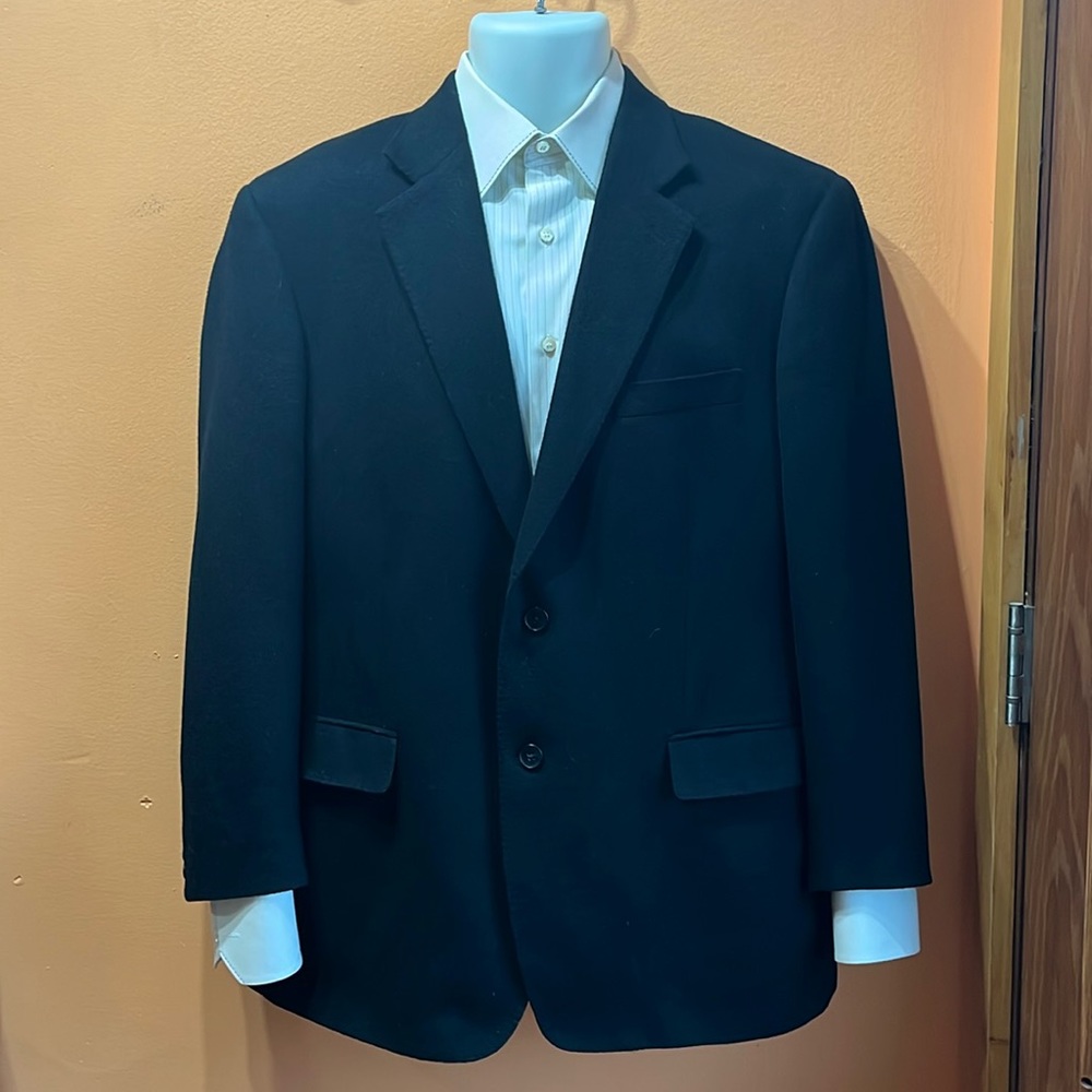 Saks Fifth Avenue 100% Camel Hair Black Sport Jacket sz 44R